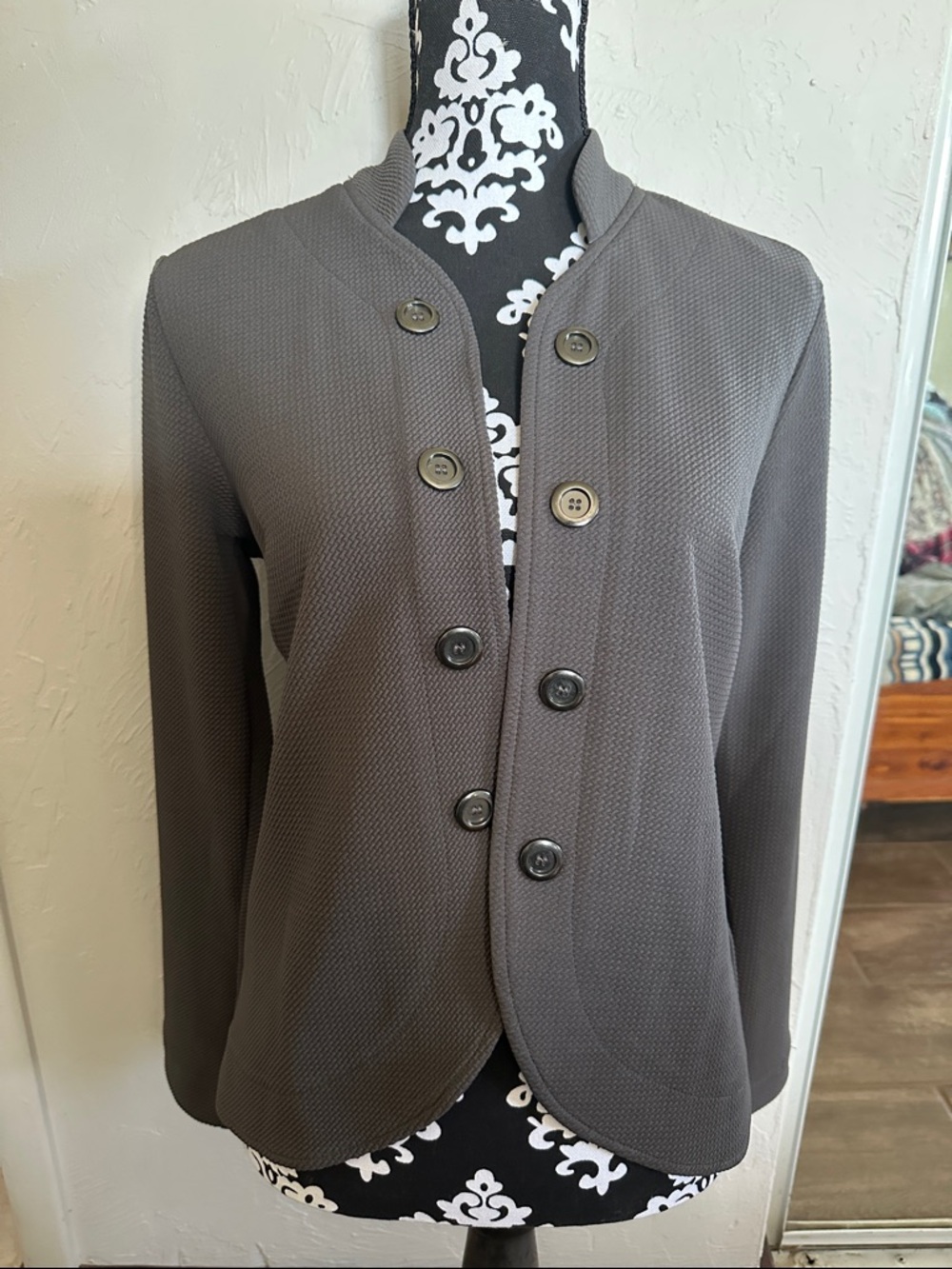 Maurices Charcoal Grey size Medium Textured Button-Front Blazer